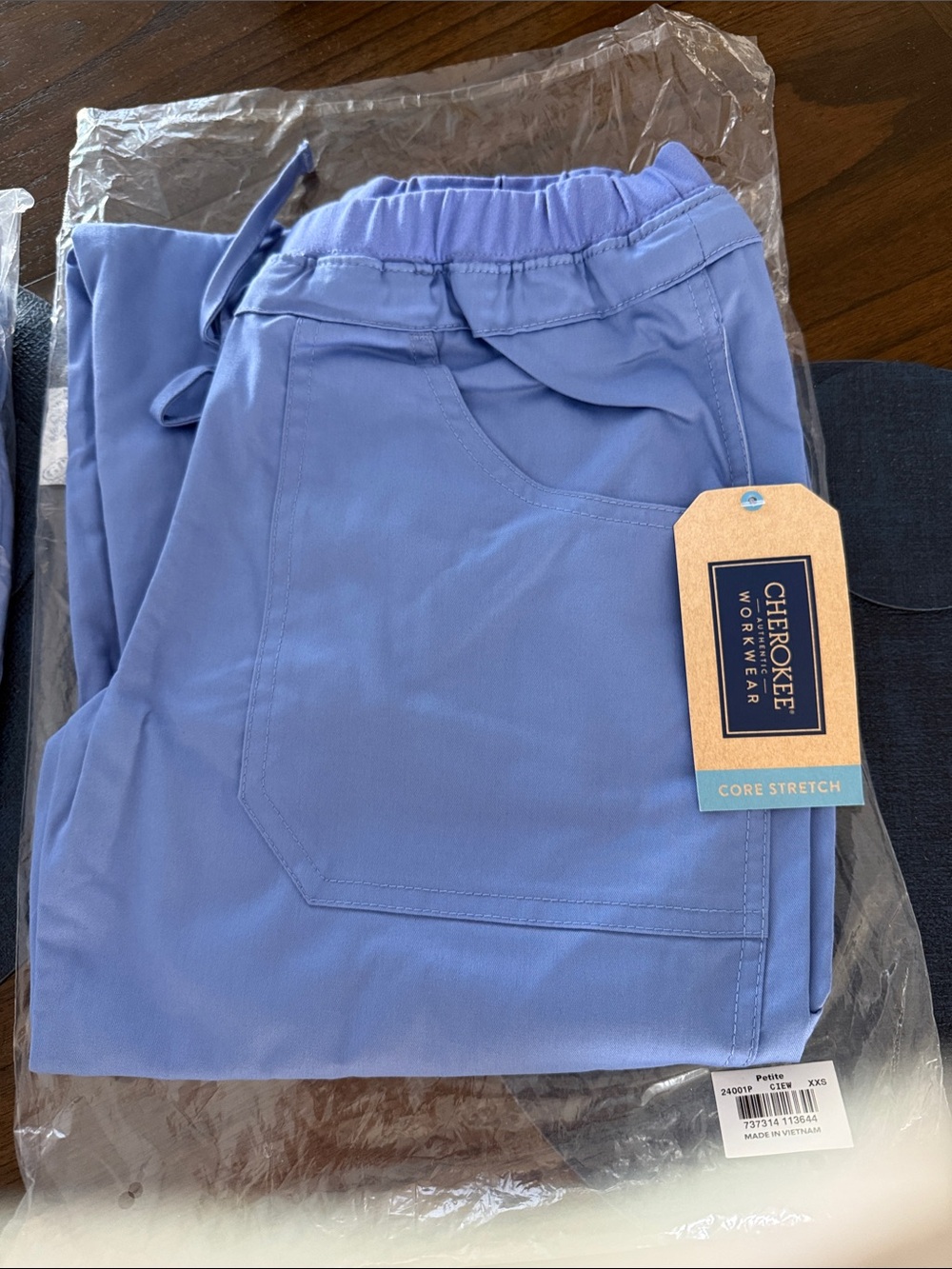 Cherokee Core Stretch Unisex Light Blue Scrub Pants-Petite XXS